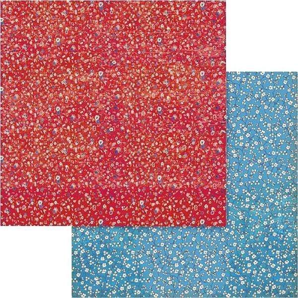 Stamperia papel scrap SBB573 patchwork flowered texture red & blue STAMPERIA CENTROARTESANO