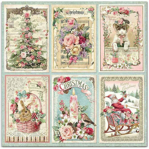 Stamperia papel scrap SBB702 Cards pink christmas STAMPERIA CENTROARTESANO