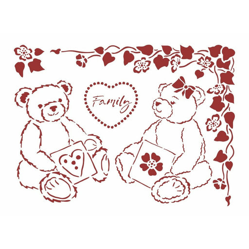 Stamperia plantilla 20x15 KSD311 Osito famila STAMPERIA CENTROARTESANO