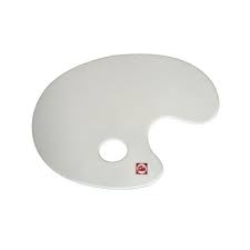 Smooth white plastic oval palette 25x35cm