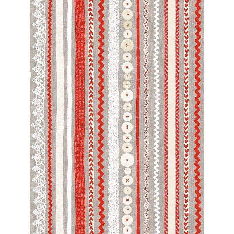 Papel Decopatch FDA575O Rayas rojas,ocre y blancas URSUS CENTROARTESANO