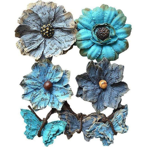 Creative flores papel hecho a mano 7ud vintage azul 2037-005 VAESSEN CENTROARTESANO