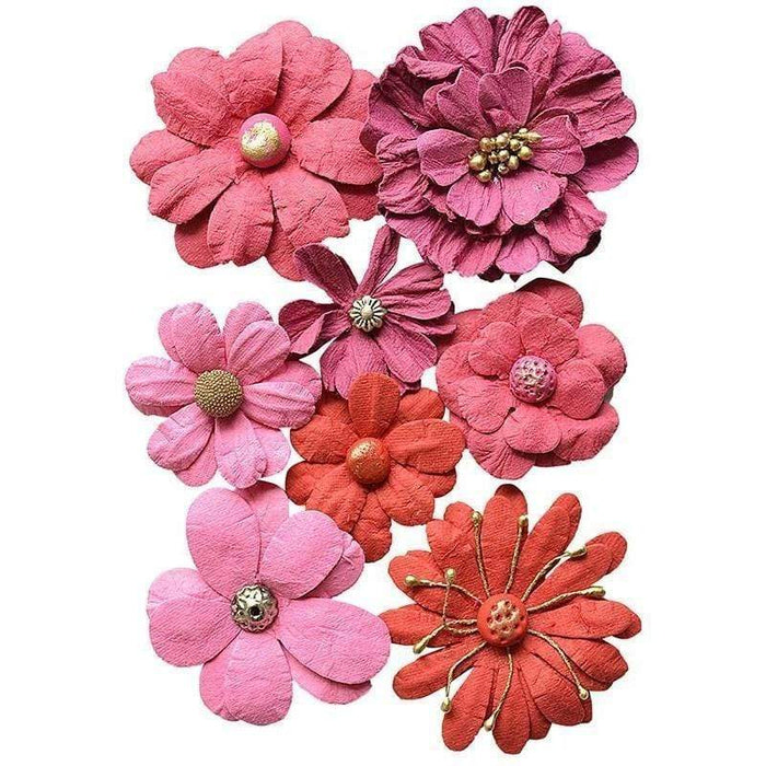 Creative flores papel hecho a mano 8ud rosa 2037-302 VAESSEN CENTROARTESANO