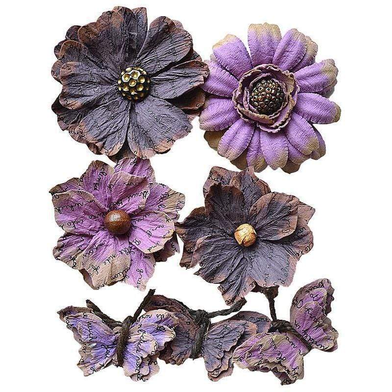 Creative flores papel heco a mano 7ud vintage morado 2037-006 VAESSEN CENTROARTESANO