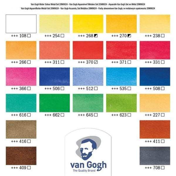 ESTUCHE ACUARELA VAN GOGH 24 1/2godet Caja metalica VAN GOGH Oferta CENTROARTESANO