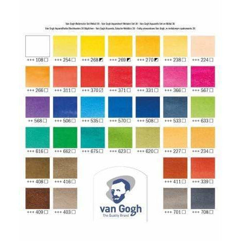ESTUCHE ACUARELA VAN GOGH 36 1/2godet Caja metalica VAN GOGH Oferta CENTROARTESANO