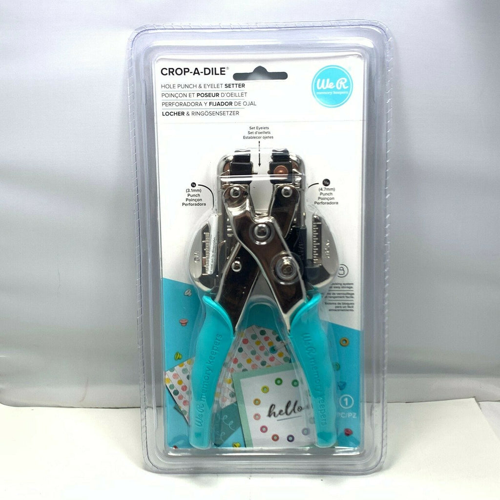 We R Memory Keepers Crop-A-Dile Eyelet and Hole Punch 70907-7 Aqua Blue NEW