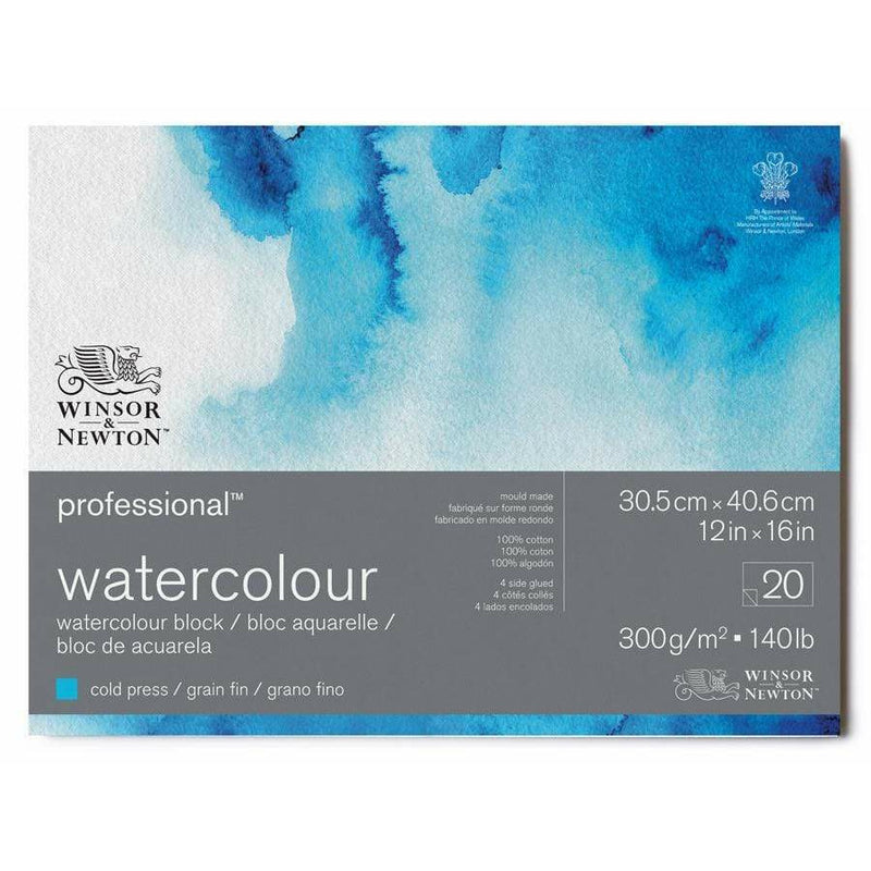 Bloc Winsor & Newton profesional acuarela 100% algodón grano fino 300gr 31x41cm 20H WINSOR & NEWTON CENTROARTESANO