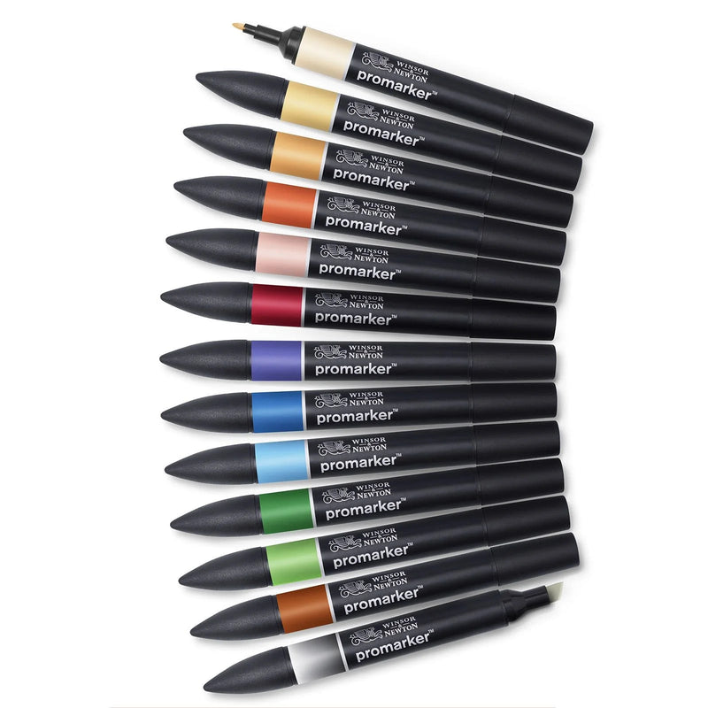 Rotulador Promarker Brush Winsor & Newton 12+1ud 0290139 tonos manga 1 WINSOR & NEWTON CENTROARTESANO